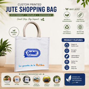 Custom Printed White <b>Jute</b> Shopping <b>Bag</b> | Eco Friendly Reusable Tote <b>Bag</b> Laminated Promotional <b>Gift</b> <b>Bag</b> Padded Handle Shopping - Product Image 6