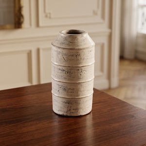 Jarrón de Cerámica Crema Minimalista Estilo Japandi, Jarrón Segmentado para Decoración del Hogar - Product Image 2