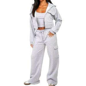 Conjunto Deportivo de Algodón para Mujer con Múltiples Bolsillos, Chándal de Dos Piezas, Estilo Informal, Conjunto Deportivo para Mujer - Product Image 1