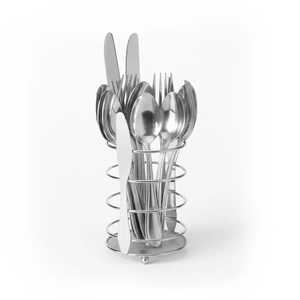 3 Compartment Metal Cutlery <b>Caddy</b> with Ring Handle Ribbed Zinc Finish Utensil Organizer for Restaurant Picnic Wedding Events - Product Image 5