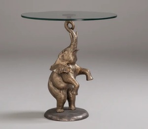<b>Elephant</b> Sculpture Base Metal End And Side Table For Home Livingroom Villas <b>Decoration</b> Use Corner And Side Table With Glass Top - Product Image 1