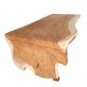 Mesa de Comedor en Forma de L de Madera Suar con Borde Natural, Diseño Curvo de Madera Sólida, Ecológica, Duradera, Acabado Natural, Estilo Moderno de Mediados de Siglo, para Hotel - Product Image 4