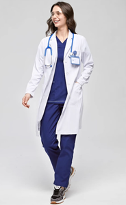 Blouse de laboratoire blanche tissée pour femmes avec 3 poches et fermeture à boutons-pression, uniforme d'hôpital, blouse de médecin - Product Image 4