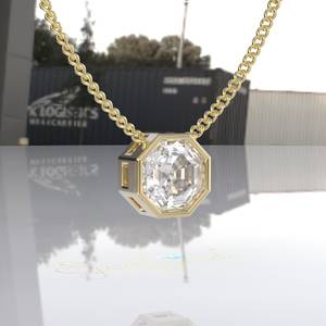 Octagon Cut Geometric Moissanite <b>Pendant</b> 14K <b>Gold</b> 2.8CT Luxury Necklace for Unisex - Product Image 2