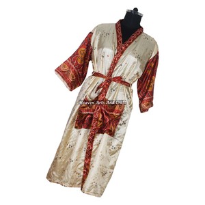 KL002 Bata de Dama de Honor Vintage, Kimono Largo para Mujer, Camisón de Poliéster y Seda, Secado Rápido, Cierre con Cordón, para Verano y Otoño - Product Image 1