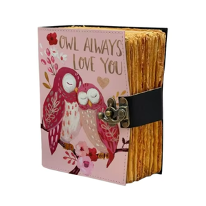 Journal en cuir véritable fait main avec motif hibou, 400 pages, lecture classique, cadeau romantique pour la Saint-Valentin - Product Image 1