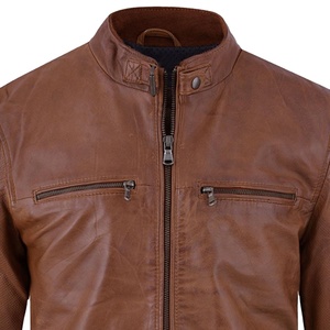 New Winter <b>Men's</b> Genuine Leather <b>Jacket</b> Zipper Style Customized Front Logo <b>Long</b> Sleeves Wholesale Fashion High Quality - Product Image 6