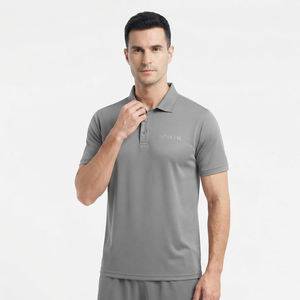 T-shirt de sport de haute qualité, uniforme de travail décontracté, logo personnalisé brodé, polo en polyester imprimé, polo classique couleur anthracite - Product Image 3
