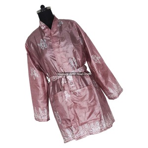 KS013 Kimono long en soie pure pour femme, style sari vintage, taille unique ajustable, veste longue en soie vintage pour femme - Product Image 2