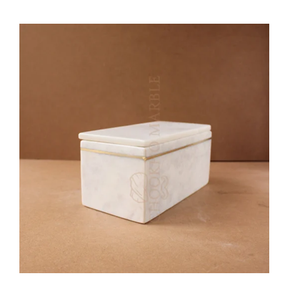 Boîte à bijoux en marbre avec élégante finition en laiton, objet décoratif pour la maison, prix de gros. - Product Image 1