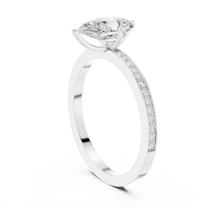 Bague de fiançailles solitaire en moissanite taille poire 92,5 avec pavé, bijoux de mariage pour femme - Product Image 4