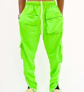 Pantalon cargo personnalisé avec logo, taille haute, vert lime, jogging en molleton Speedo, multi-poches, streetwear, pantalon OEM unisexe, pantalon cargo en gros - Product Image 1