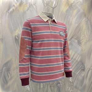 Camisa Polo Snowgrace a Rayas de Manga Larga con Cuello Camisero, Logotipo Bordado, Corte Regular, Unisex para Adultos, Todas las Temporadas - Product Image 2
