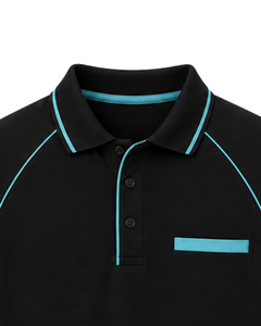 Camiseta Polo Deportiva para Hombre, Color Negro y Azul Cielo, Personalizada por el Fabricante, Transpirable, Informal, para Golf, Ajuste Atlético, Prenda Premium para Verano - Product Image 5