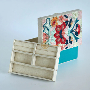 Custom <b>Floral</b> Beaded MDF & Fabric Jewelry Storage <b>Box</b> Handmade Decorative Gift Case Luxury Bulk Supplier 1-3L Capacity - Product Image 5