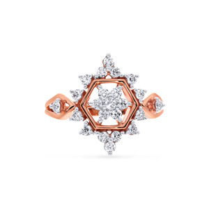 Anillo de Compromiso de Lujo en Oro Rosa de 18K con Diseño Floral Hexagonal y Diamantes Agrupados para Mujer, Joyería Fina Nupcial con Halo Geométrico, Venta al Por Mayor - Product Image 4