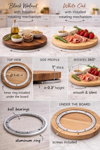 Plato giratorio Lazy Susan hecho a mano con resina azul y madera para comidas familiares, desayunos, cafeterías y restaurantes. - Product Image 3