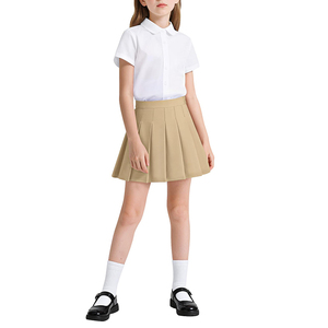Jupe plissée pour filles, taille élastique, uniforme scolaire, kaki, vêtements pour enfants d'école primaire, jupe-short de tennis avec short intégré - Product Image 1
