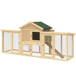 Pollaio in legno a H con nido, doppio recinto, vassoio rimovibile e rampa per giardino/cortile, usato - Product Image 1