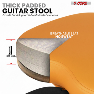 5Core Metal <b>Guitar</b> Stool 3.15" Padded <b>Chair</b> Foldable Heavy Duty Music Seat Built-in Foot Rest Stand - Product Image 5