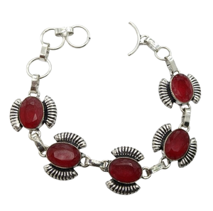 Antique Silver Plated Brass, Chain <b>Bracelet</b> Unisex Chunky Vintage <b>Gemstone</b> <b>Bracelet</b> - Product Image 4