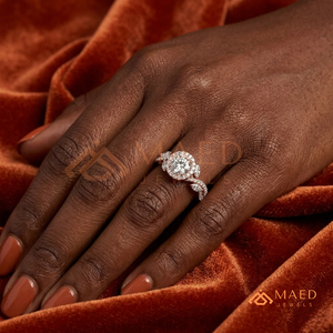 Round Cut Moissanite Engagement Ring <b>Rose</b> Gold Plated Halo <b>Infinity</b> Twist Pave Band Wedding Ring Diamond Look Jewelry - Product Image 3