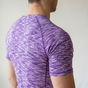 Men's Geometric Pattern Short Sleeve <b>Compression</b> <b>Shirt</b> Quick Dry Sporty Fit O-Neck Athletic Performance Top - Product Image 4