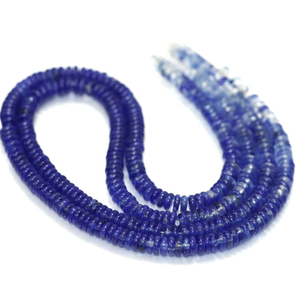 Perles plates en quartz bleu, forme rondelle, 5-6 mm |   Perles d'espacement en pierres précieuses de couleur bleu bio |   Fournitures de fabrication de bijoux en rondelles lisses - Product Image 3