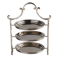 Élégant support à dessert argenté à 3 niveaux, plateau de service vertical en métal poli miroir pour le goûter et les événements festifs