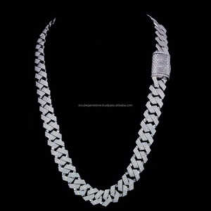 Hip Hop classique 16mm 925 argent glacé diamant cubain lien chaîne collier pour femmes hommes bijoux fins - Product Image 1