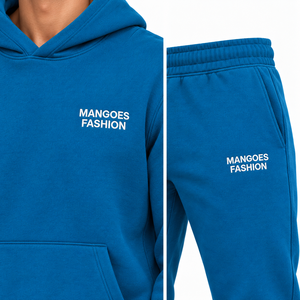 Ensemble de survêtement streetwear bleu à capuche pour homme MANGOES FASHIONS, 100% coton, sweat-shirt et pantalon long décontractés avec poches latérales - Product Image 5