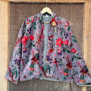 Blouson bomber en velours fleuri, robe kimono à imprimé original - Product Image 1