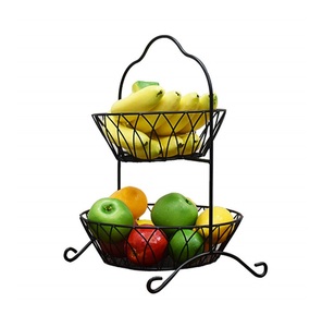 2 Tier Iron <b>Wire</b> Handicraft Multi-Purpose Kitchen Vegetable Fruits <b>Basket</b> <b>Storage</b> Rack Eco-Friendly Fashionable <b>Storage</b> <b>Basket</b> - Product Image 1