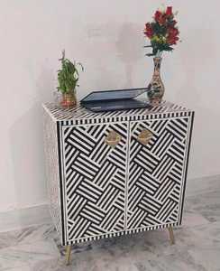 Coffre de rangement en bois fait main avec incrustations en os, meuble décoratif pour la maison, organisateur avec motif mosaïque complexe - Product Image 5