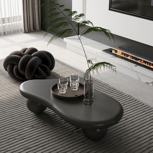 Tavolino da Caffè a Forma di Nuvola da 47 Pollici con 3 Gambe a Sfera, Nero, per Soggiorno - Product Image 2