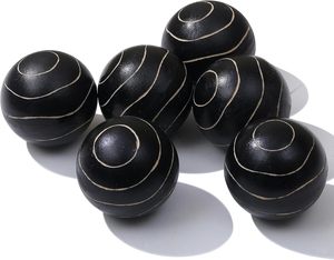Boules décoratives en bois de manguier, lot de 3, pour centre de table ou usage individuel (lot de 3), (3" x 3" x 3") - Product Image 1