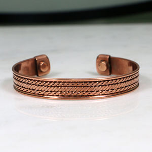 Brazalete de Terapia Magnética de Cobre Puro – Brazalete Curativo con Incrustaciones de Cuerda Trenzada Hecho a Mano para Hombres y Mujeres - Product Image 1