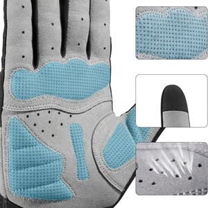 Gants de cyclisme d'été unisexes en maille polyester avec grip sur la paume, demi-doigts, rouge, noir, gris, bleu - Product Image 5