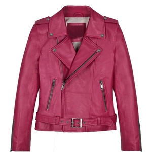 แจ็คเก็ตหนังสีชมพูสไตล์มอเตอร์ไซค์ทรงเข้ารูปสำหรับทุกเพศ รุ่น Biker Coat แจ็คเก็ตหนังนักขี่มอเตอร์ไซค์สีชมพูโรส แจ็คเก็ตมอเตอร์ไซค์ OEM ซิปสีเงิน - Product Image 6