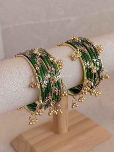 Highest Selling Viral Trendy Kashmiri Jhumki <b>Bangles</b> Set Bridal Wedding Party Wear Premium Wholesale PriceResin Crafts - Product Image 2