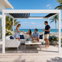 Pergola rectangulaire motorisée en aluminium à toit rétractable, lamelles LED électriques pliables, personnalisable, pour jardin naturel, 3x4m