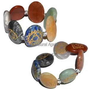 2023 new fashion jewelry bracelet Engraved 7 Chakra Oval Bracelet For Sale Supplier And Wholesaler Chakra Bracelets