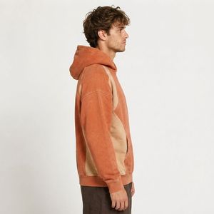 Custom Mens Color Block Hoodie Oversized Heavyweight Cotton Fleece Streetwear Pullover Patchwork Hooded Sweatshirt Manufacturer - Product Image 2