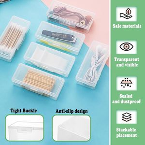 Lot de 2 étuis portables en plastique transparent pour coton-tiges, fil dentaire et cure-dents, idéal pour le voyage et le rangement des cotons-tiges - Product Image 2