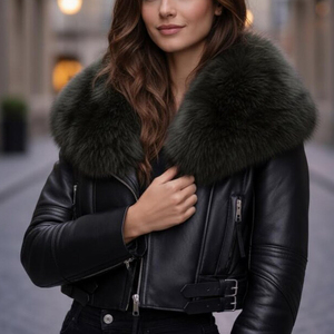 Chaqueta de invierno de cuero para mujer, hecha con cuero de primera calidad, cómoda, elegante y a la moda para la temporada fría. - Product Image 4