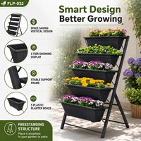 Jardinera Vertical de 5 Niveles al por Mayor con Cajas de Plástico, Soporte para Plantas de Exterior que Ahorra Espacio para Balcón y Patio