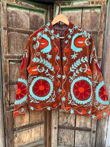 Assorted Mix Color Design Suzani Embroidery Women's Quilted <b>Reversible</b> Breathable Eco-Friendly Free Size <b>Jacket</b> - Product Image 5