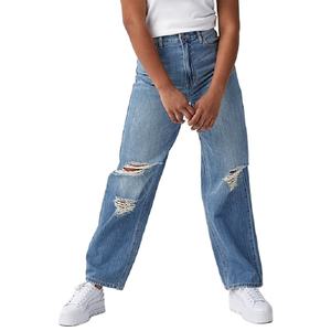 Promotion : Jean droit décontracté pour femme, coupe régulière, grande taille, patchwork foncé, respirant, écologique, taille haute, haute qualité - Product Image 3