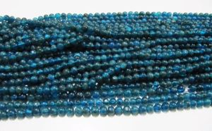Apatita Neón Natural Genuina, Cuentas Redondas Lisas de 4-5 mm, Color Azul, 13 Pulgadas de Largo - Product Image 3