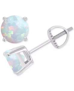 Orecchini a vite tonda con opale coltivati in laboratorio (5/8 ct. T. w.) | Del primato - Product Image 3